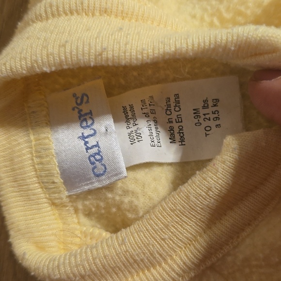 Carter's Yellow Sleep Sack with Cozy Fleece and Duck Embroidery 0-9M - Picture 2 of 2